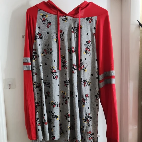 Disney Red and Gray Hooded Top - Picture 1 of 4